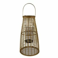Coastal Home - Brigg Bamboo Lantern W/Glass Insert 28x50cm