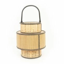 Coastal Home - York Rattan Lantern W/Glass Insert 26.5x30cm