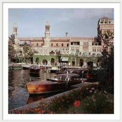 Slim Aarons - Boats Before The Excelsior White Frame 96x96cm