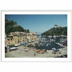 Slim Aarons - Portofino Harbour White Frame 96x68cm