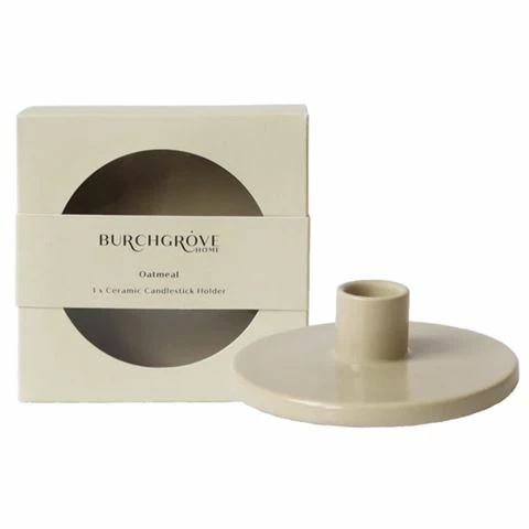 Burchgrove - Ceramic Candlestick Holder Oatmeal 1 Burchgrove - Ceramic Candlestick Holder Oatmeal