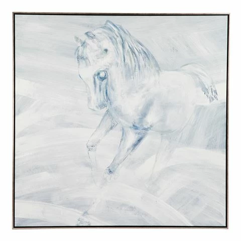 Cafe Lighting - White Stallion L/Hand Facing Oil Painting 1 Cafe Lighting - White Stallion L/Hand Facing Oil Painting