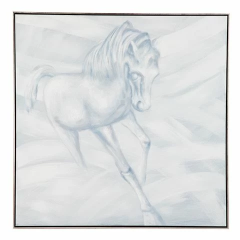 Cafe Lighting - White Stallion R/Hand Facing Oil Painting 1 Cafe Lighting - White Stallion R/Hand Facing Oil Painting