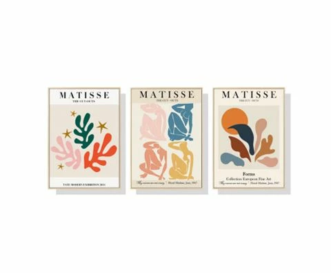 Art & Canvas - Matisse Wall Art Wood Frame 3pc 40x60cm 1 Art & Canvas - Matisse Wall Art Wood Frame 3pc 40x60cm
