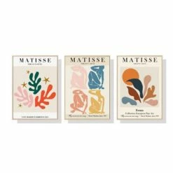 Art & Canvas - Matisse Wall Art Wood Frame 3pc 60x90cm