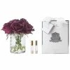 Cote Noire - Herringbone Clear Glass Vase W/Carmine Red Rose Buds