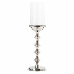 Flair Decor - Silver Bamboo Style Candle Holder 42cm