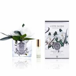 Cote Noire - Double Gardenia Clear Glass Vase WSilver Crest