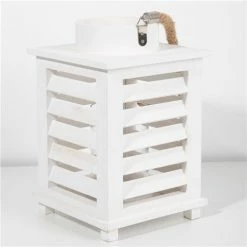 Bennett - Wood Louvre Lantern White 19x29cm