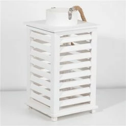 Bennett - Wood Louvre Lantern White 23x43cm