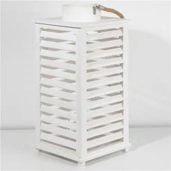 Bennett - Wood Louvre Lantern White 26x55.5cm