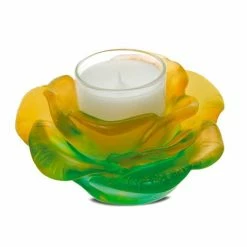 Daum - Candle Holder Green & Orange 6cm