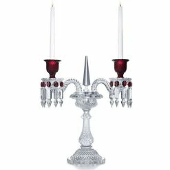 Baccarat - Zénith Candelabra Clear & Red 2 Arms