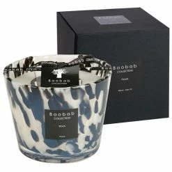 Baobab - Pearls Black Candle 10cm