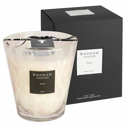 Baobab - Pearls White Candle 16cm 1 Baobab - Pearls White Candle 16cm