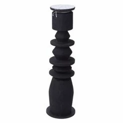 Papaya - Nala Carved Candle Holder Small Black